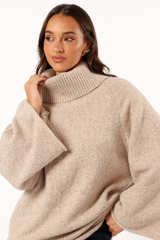 Bindy Cowlneck Knit Sweater - Oatmeal