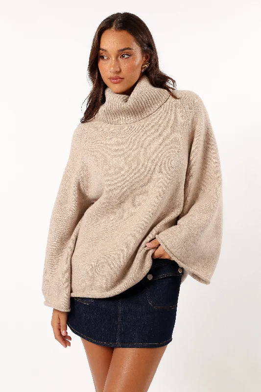 Bindy Cowlneck Knit Sweater - Oatmeal