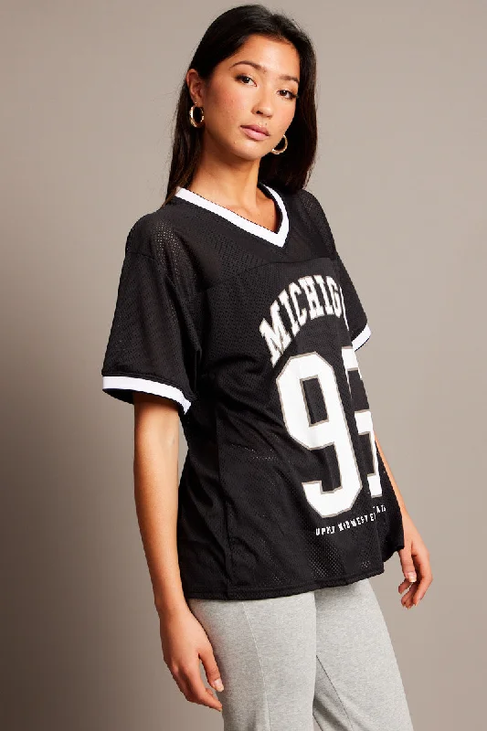 Black Sports Tee Short Sleeve