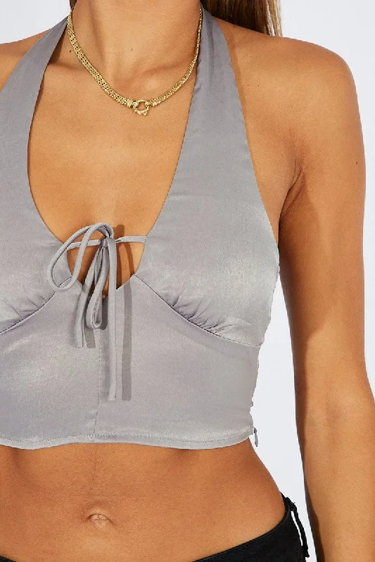 Grey Crop Top Halter