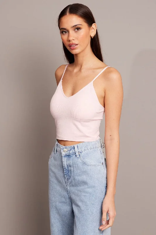 Pink Crop Singlet Top Seamless