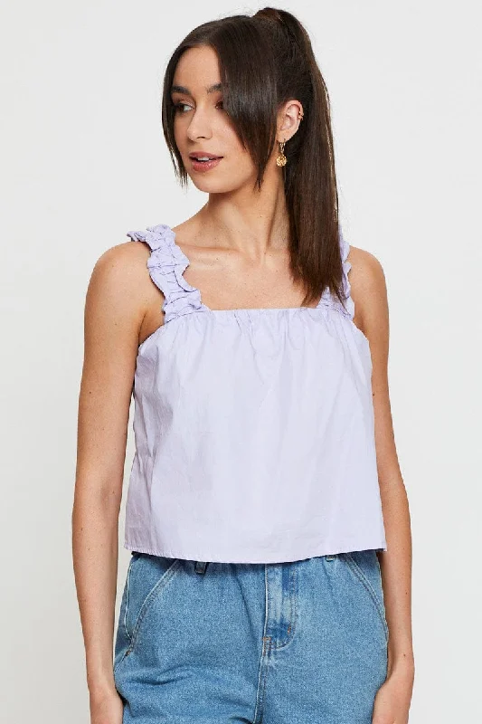 Purple Square Neck Crop Top