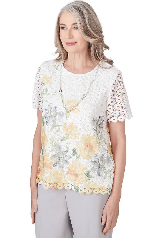 Petite Charleston Daffodil Lace Necklace Top