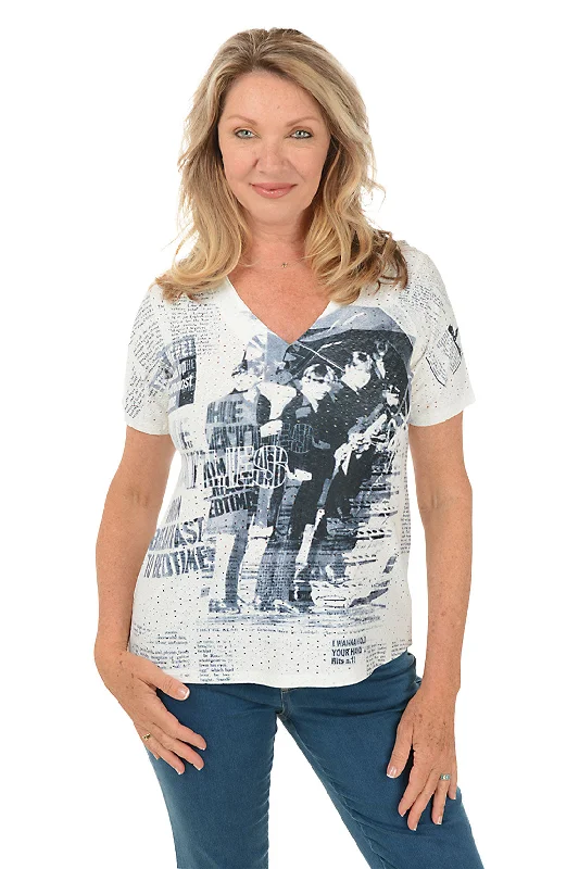 The Beatles Eyelet Short Sleeve Top