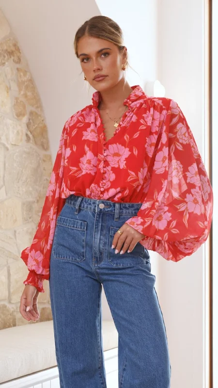 Bell Top - Red Print