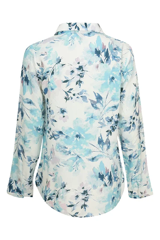 Blue Watercolour Rayon Blouse | BLUE WATERCOLOUR | 6323ZR