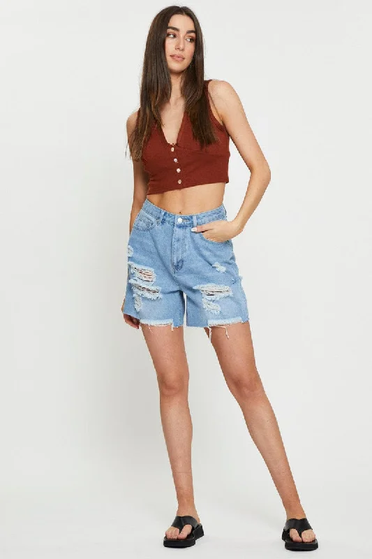 Brown Crop Top Sleeveless