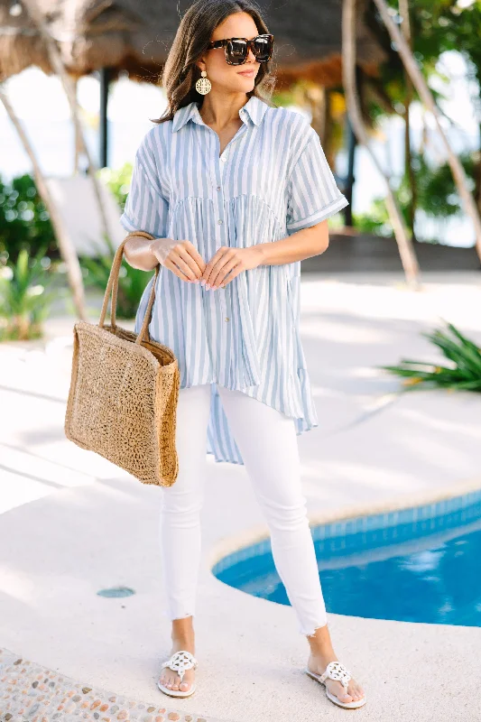 Can't Leave You Behind Blue Striped Tunic