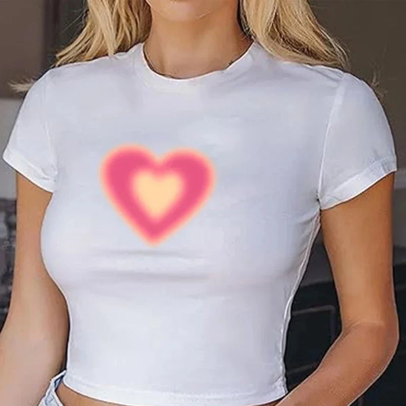 Vintage Heart Sexy 2000s Graphic Crop Top Crop Top