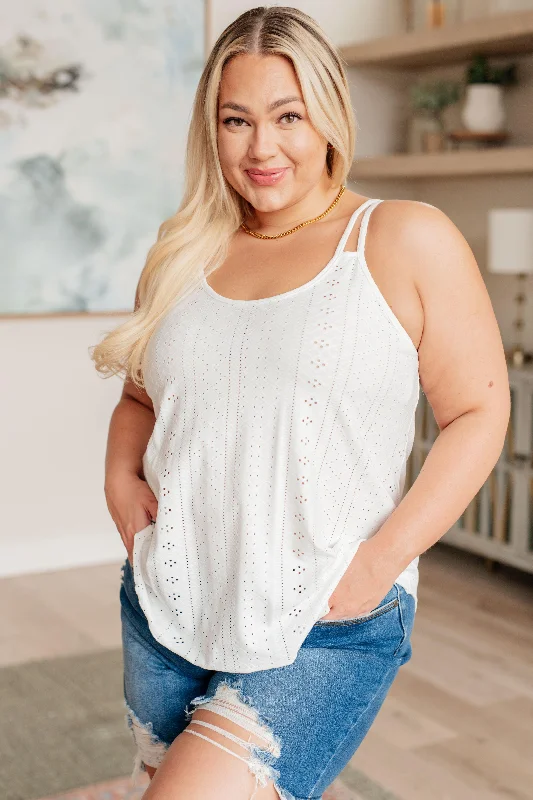 Eyelet Lace White Tank Top