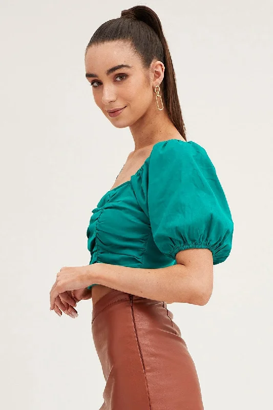 Green Crop Top Short Sleeve