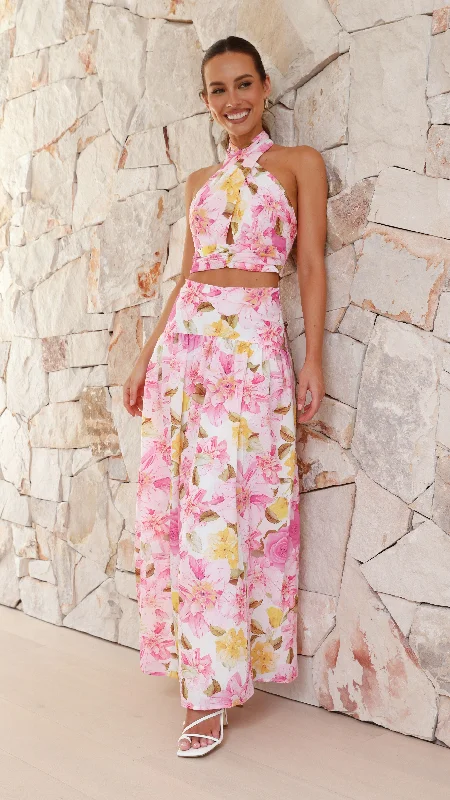 Jane Top and Maxi Skirt Set - Pink Floral