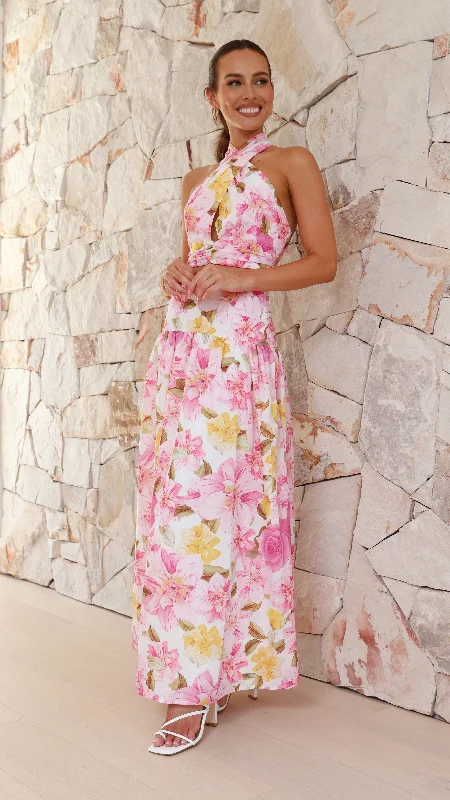 Jane Top and Maxi Skirt Set - Pink Floral