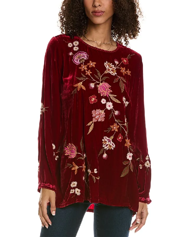 Johnny Was Quinn Velvet Kimono Sleeve Silk-Blend Tunic