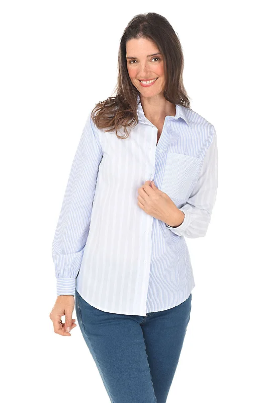 Petite Blue Striped Long Sleeve Shirt