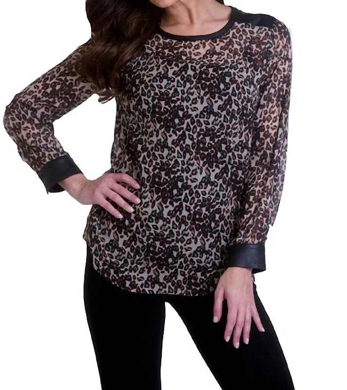 Long Sleeve Crew Tunic In Cheetah