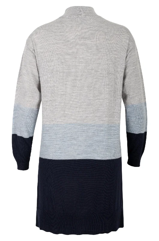 Merino Blend turtle neck Tunic | Grey/Blue/Navy Stripe | 0814ZZ