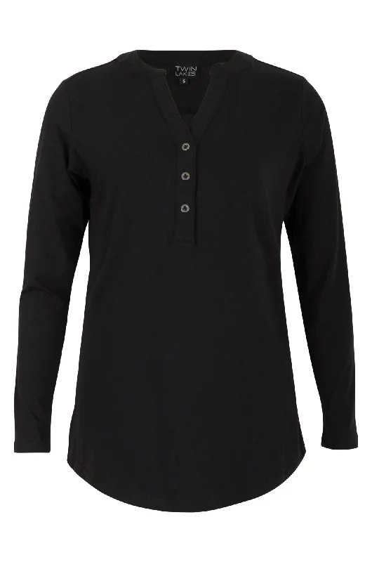 Nehru collar Cotton Elastane Top | Black | 6557ZZ