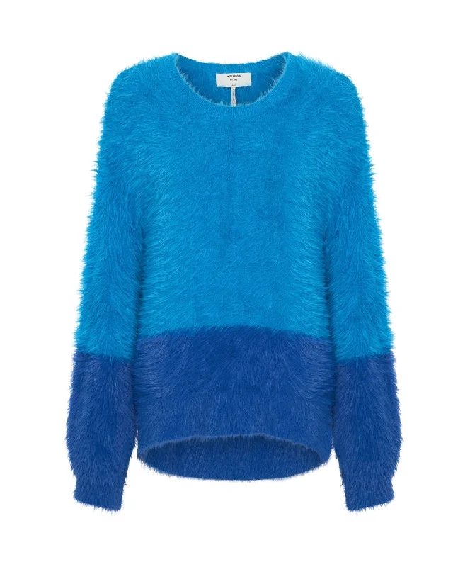 One Teaspoon Fluffy Colour Blocked Sweater Blue