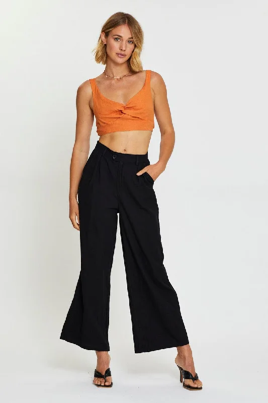 Orange Crop Top Linen Blend