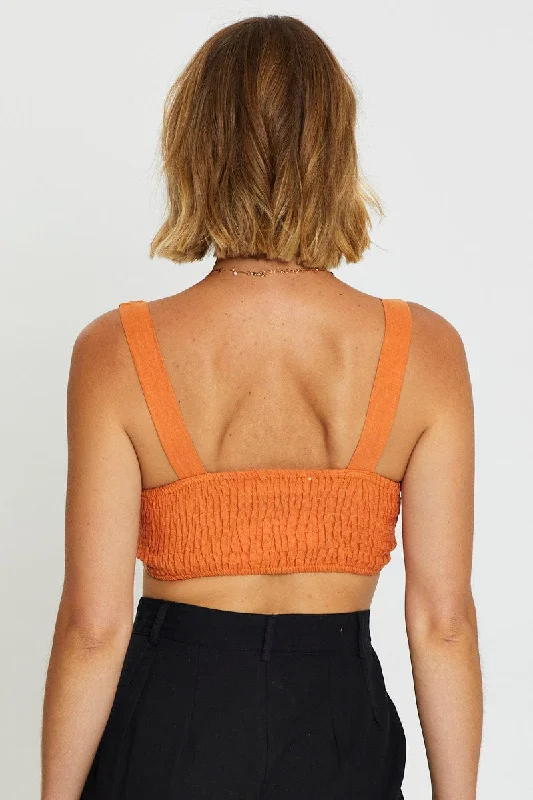 Orange Crop Top Linen Blend