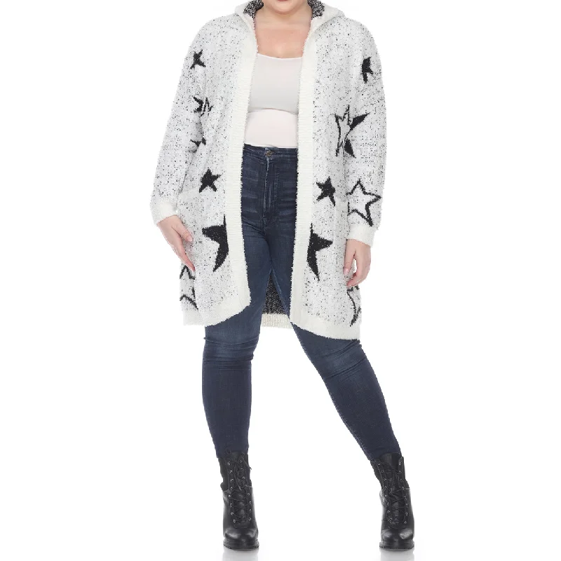 Plus Hooded Open Front Sherpa Coat