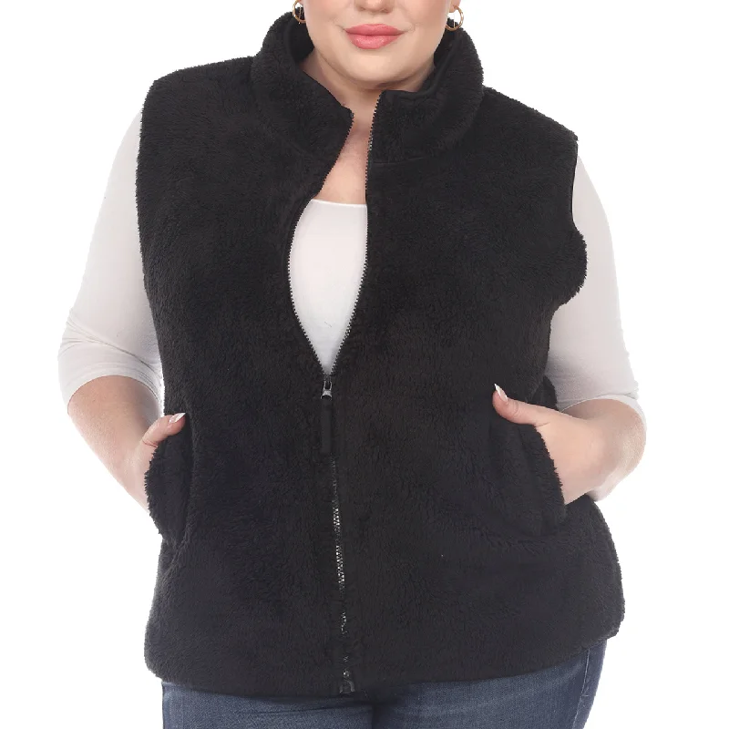 Plus Size Zip Up Sherpa vest