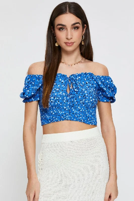 Print Crop Top Short Sleeve Sweetheart