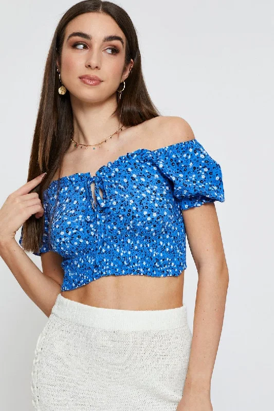 Print Crop Top Short Sleeve Sweetheart