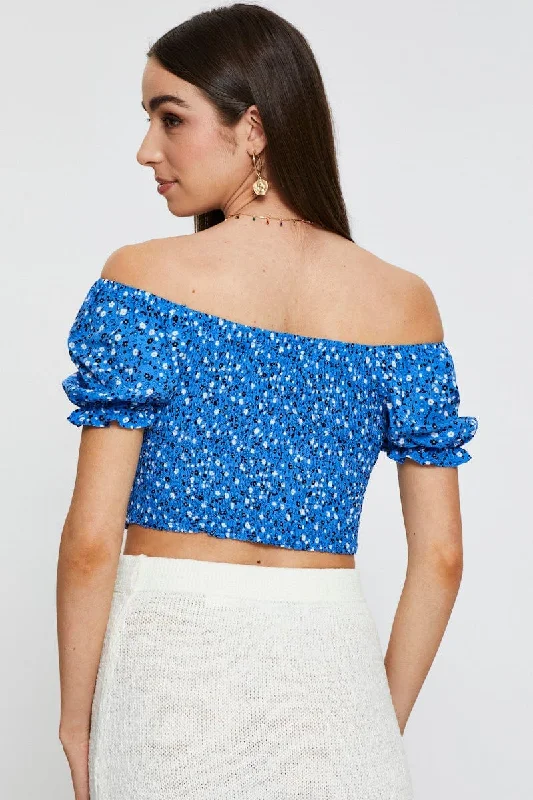 Print Crop Top Short Sleeve Sweetheart