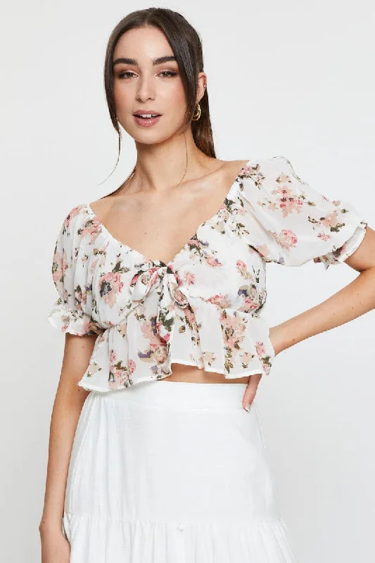 Print Crop Top Short Sleeve