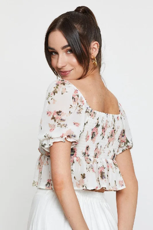 Print Crop Top Short Sleeve