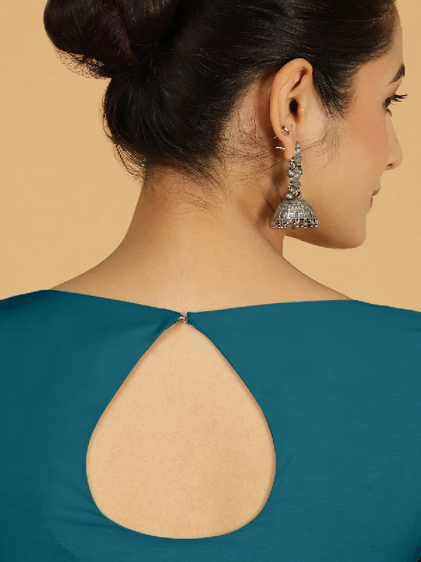 Sushma x Rozaana | Regular Sleeves Saree Blouse in Crystal Teal