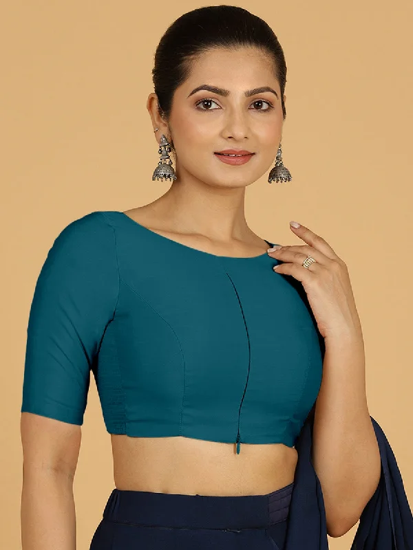 Sushma x Rozaana | Regular Sleeves Saree Blouse in Crystal Teal