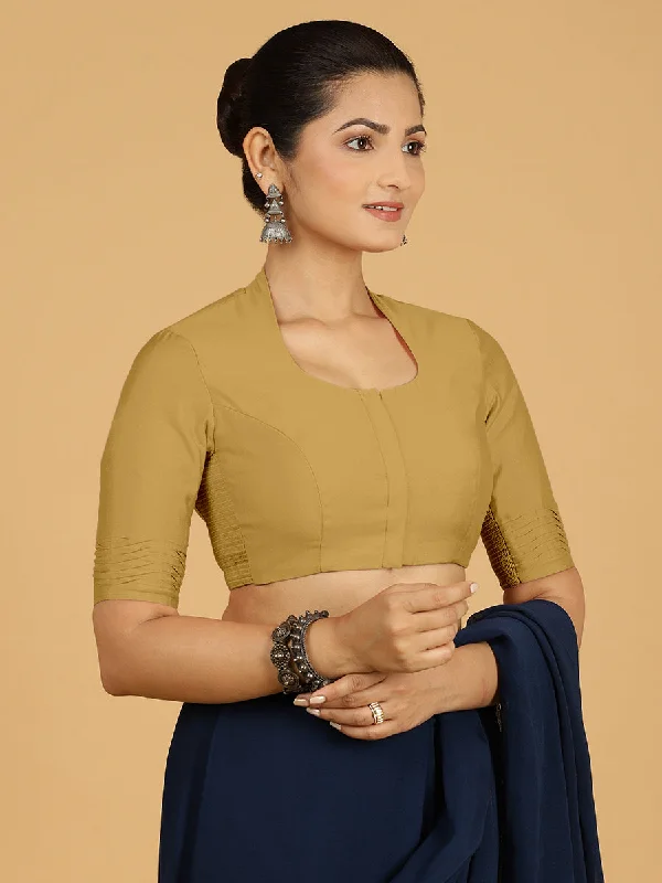 Salma x Rozaana | Elbow Sleeves Saree Blouse in Dijon Mustard