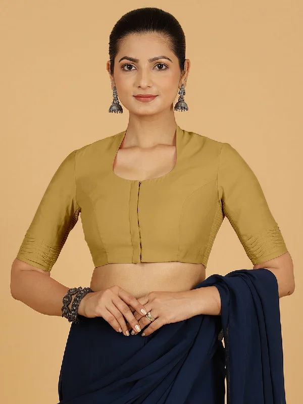 Salma x Rozaana | Elbow Sleeves Saree Blouse in Dijon Mustard