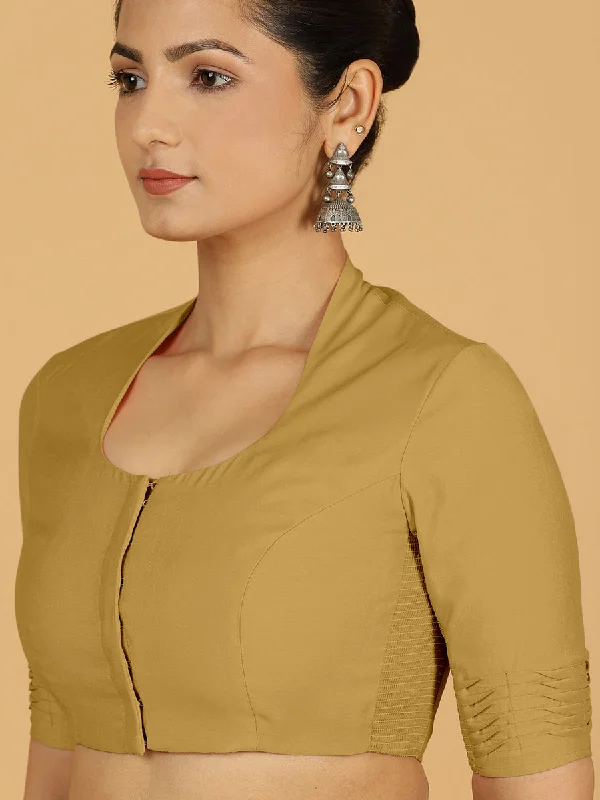 Salma x Rozaana | Elbow Sleeves Saree Blouse in Dijon Mustard