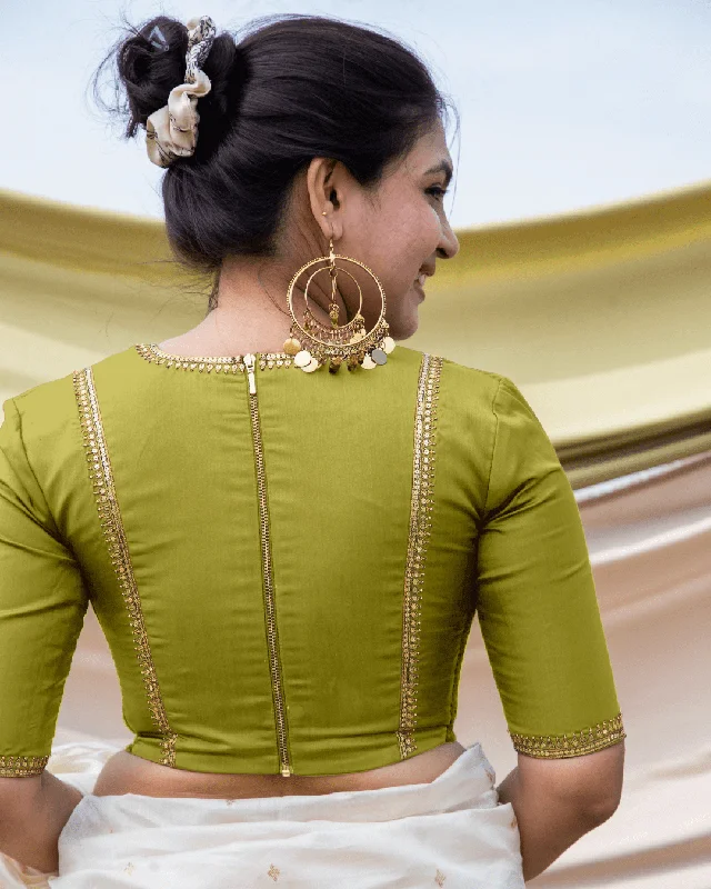 Zohra x Luxe | Lemon Yellow Saree Blouse w/ FlexiFit™ Side Seam