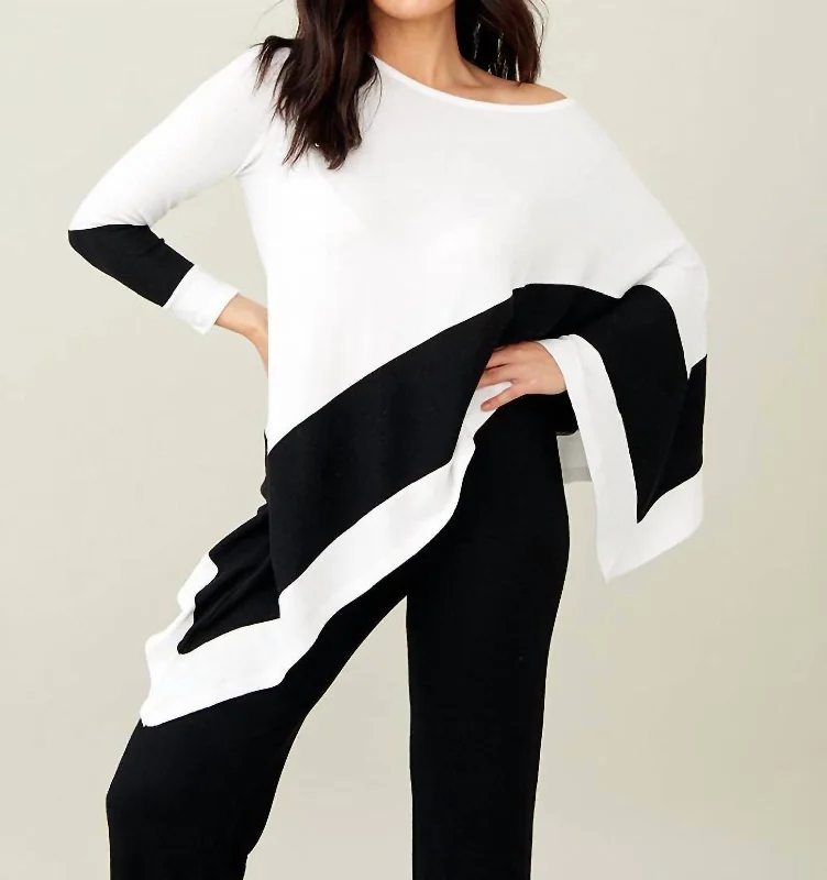 Soft Stretch Asymmetrical Top In Bleach/black