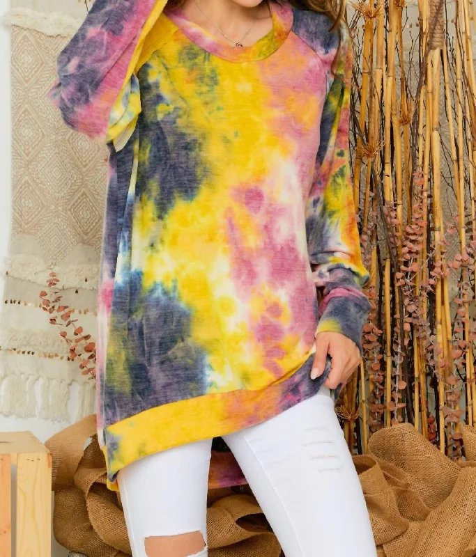 Tie Dye Cold Shoulder Tunic In Water Color