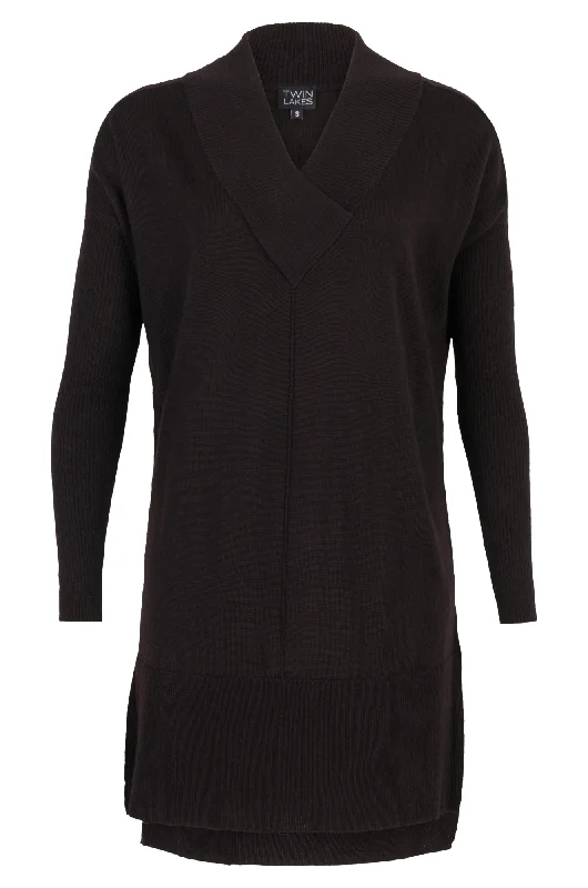 Merino Blend V neck Tunic | BLACK | 0813ZZ