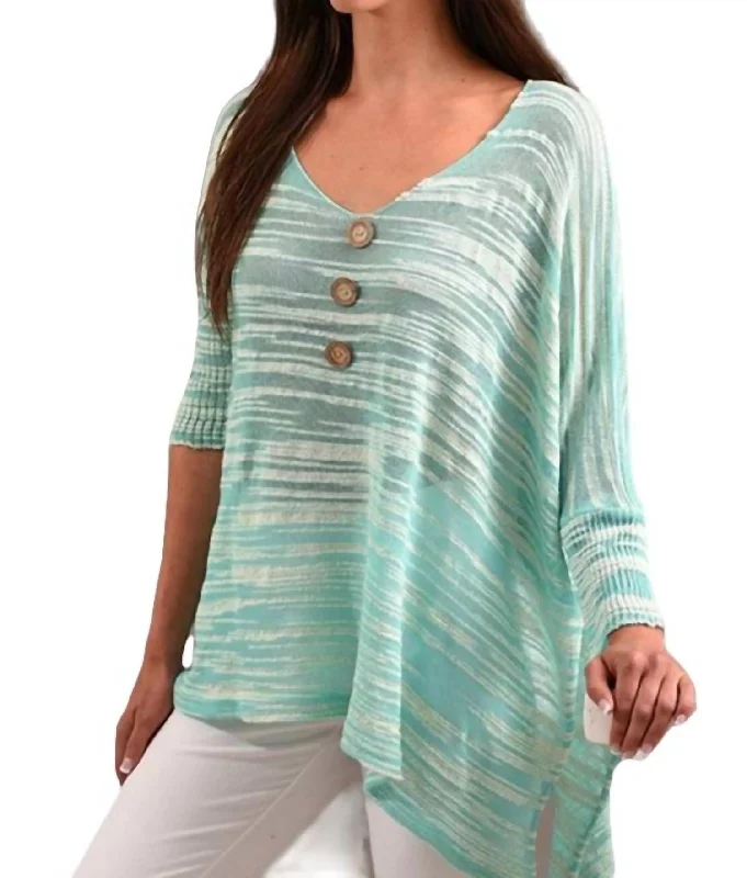 V-Neck 3/4 Sleeve Tunic In Mint