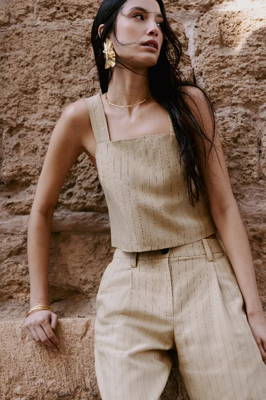 The Striped Shell Top in Cream Yellow