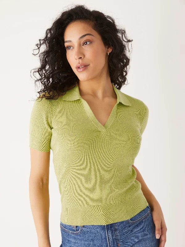 The Johnny Collar Knit Top in Lime