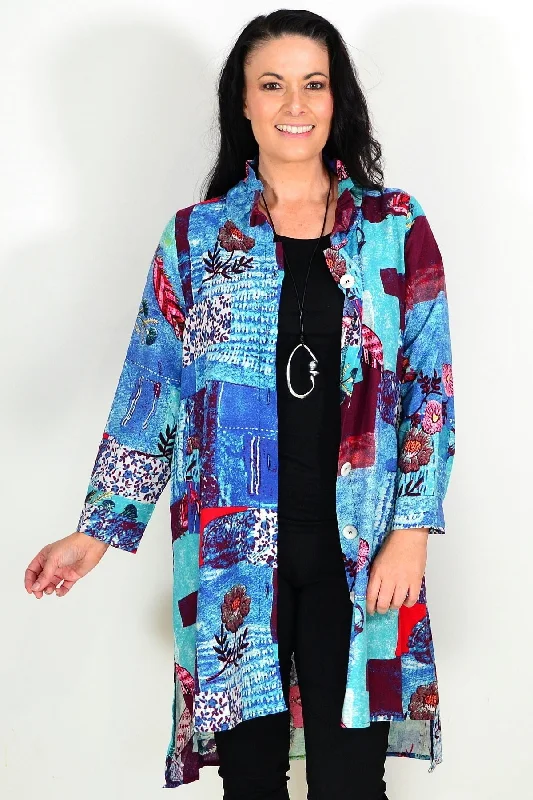 Abstract Blue Tunic Shirt