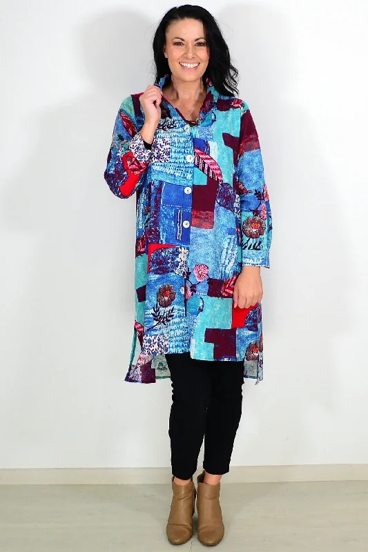 Abstract Blue Tunic Shirt