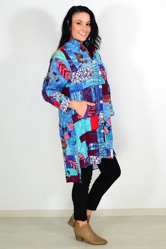 Abstract Blue Tunic Shirt