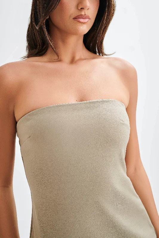 Antonia Strapless Cut Out Top - Mushroom