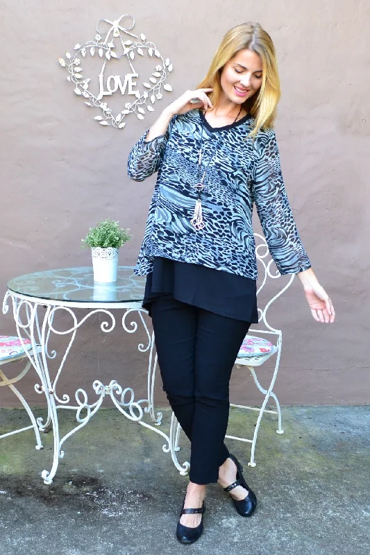 Black Annie Animal Print Tunic Top