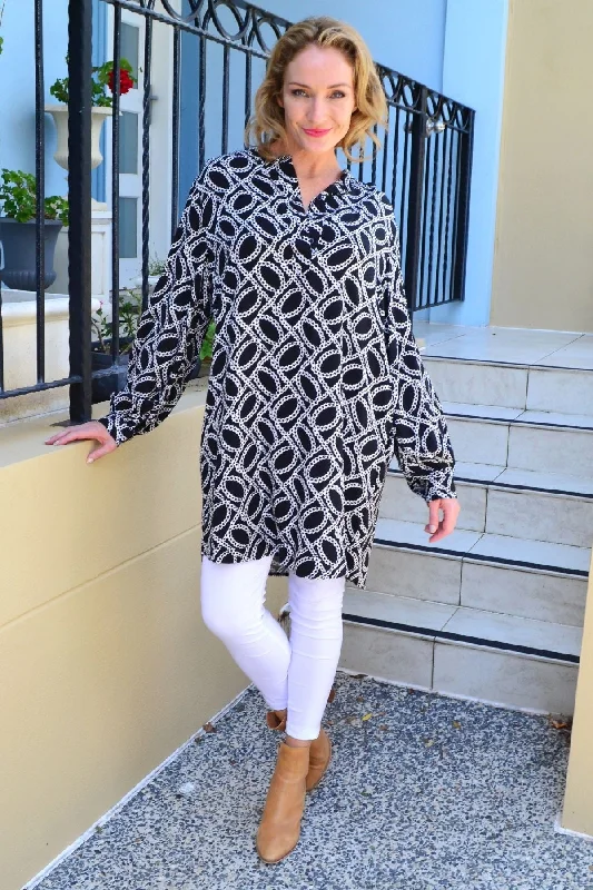 Black White Link Tunic Shirt